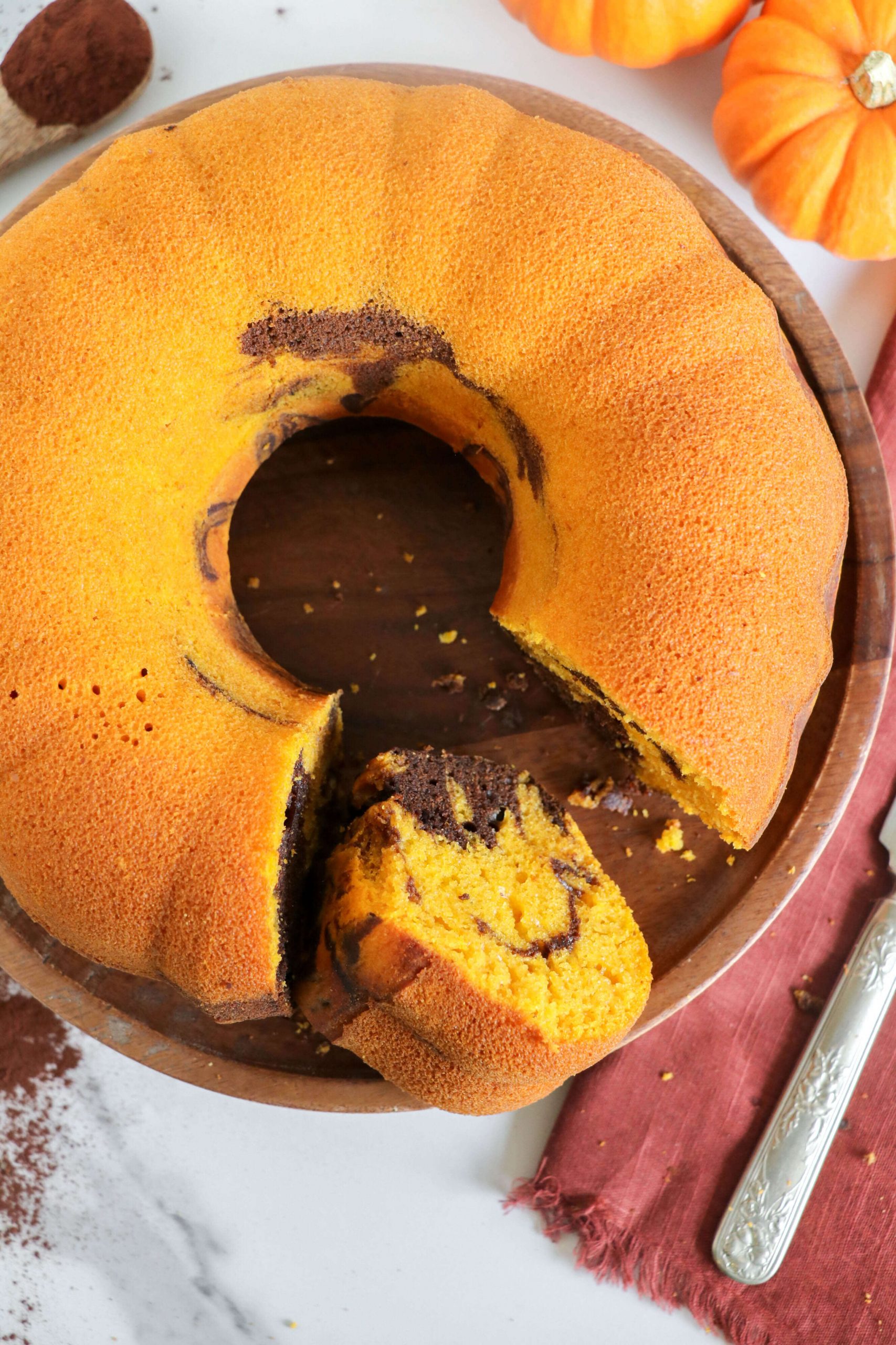 Ciambella marmorizzata zucca e cioccolato